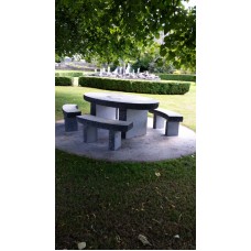 Limestone Oval Table & Seating