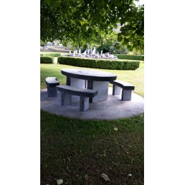 Limestone Oval Table & Seating