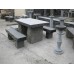 Limestone Square Table & Stone Benches