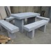 Limestone Square Table & Stone Benches