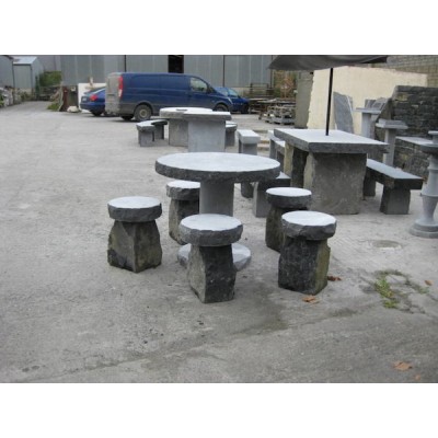 Limestone Round Table & Seating