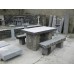 Limestone Square Table & Stone Benches